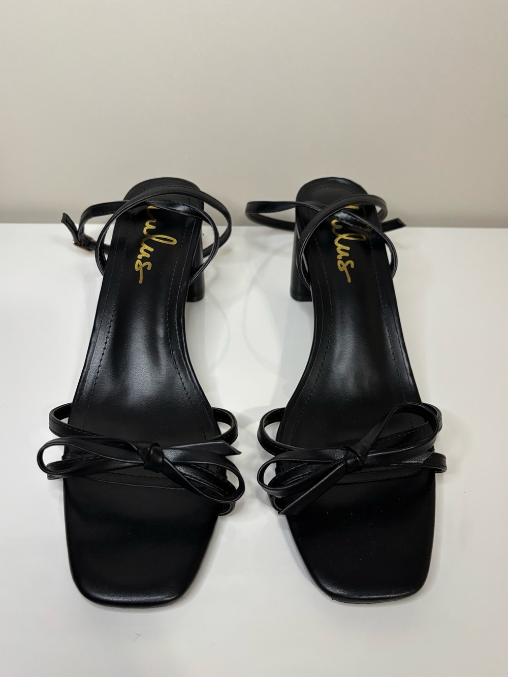 Lulus Rezzy Black Bow Ankle Strap Heel Sandals